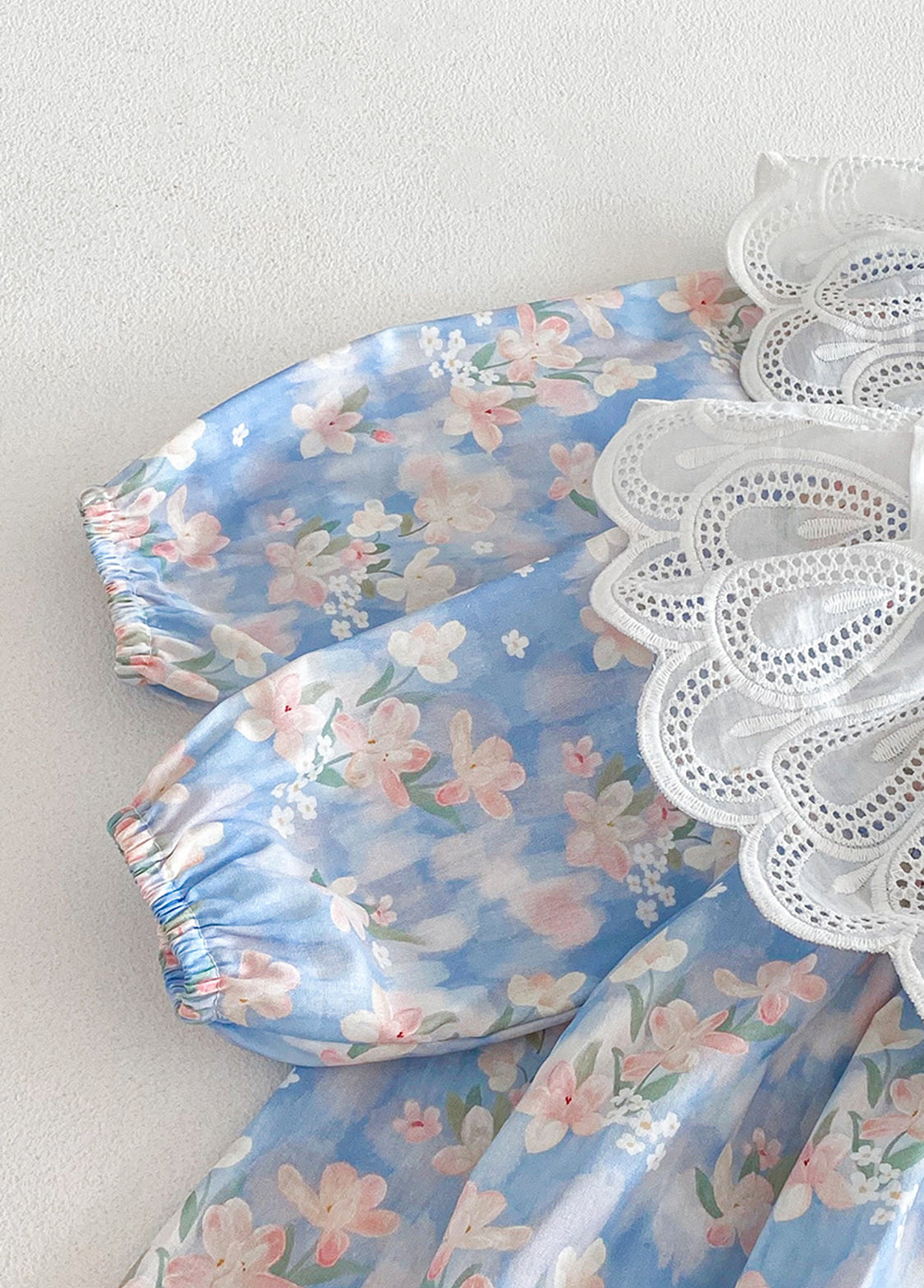 Baby Girls Retro Floral Dollar Collar Romper With Hairband