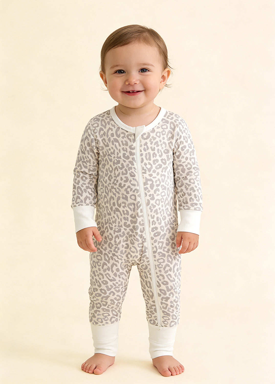 Baby Boy's Bamboo Fiber Floral Zip-Up Romper Pajamas