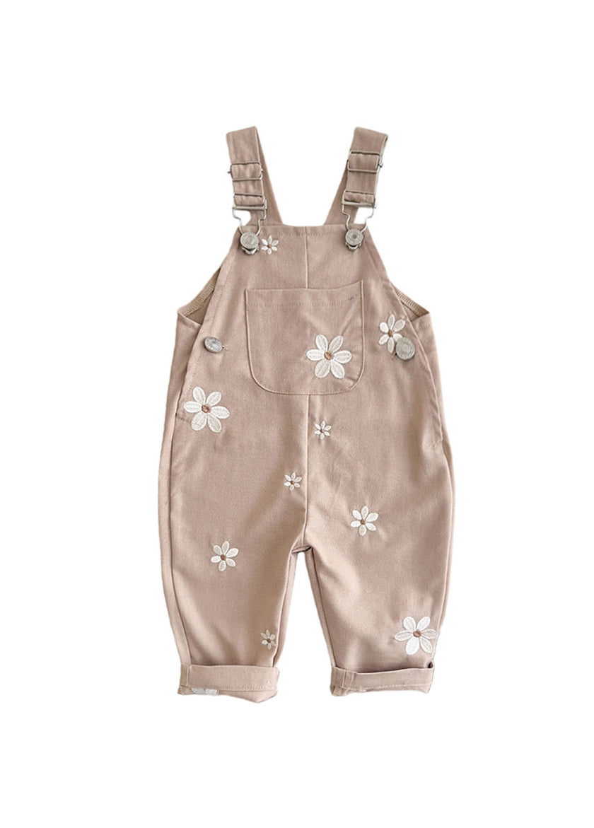 Baby Girl Casual Floral Embroidered Overalls