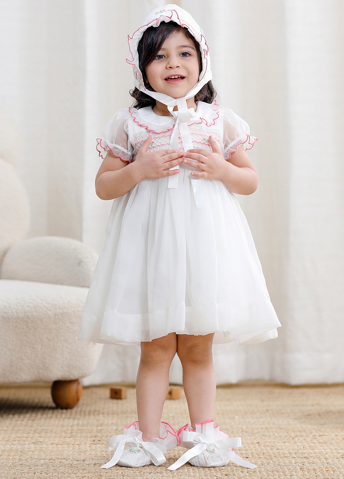 3-piece Baby Girls Sweet Embroidered Dollar Collar Chiffon Princess Dress