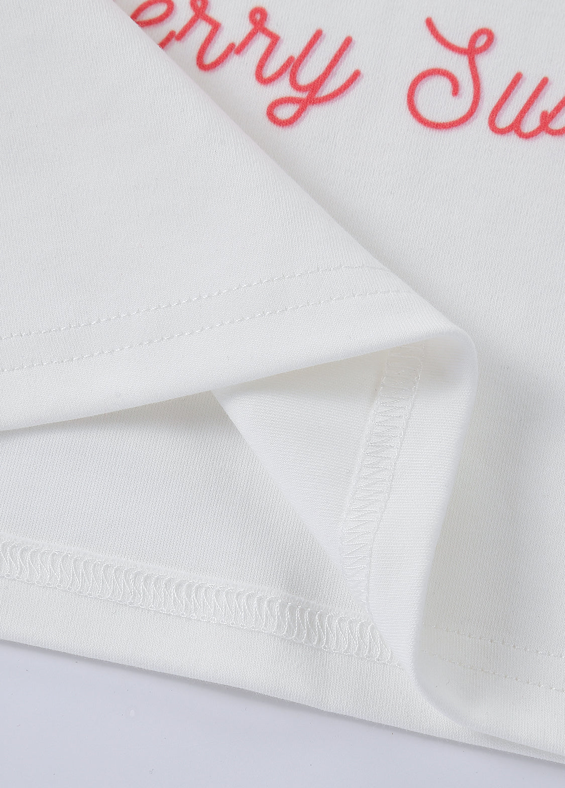 Girls Cherry Print Cotton Stretch Two-Piece Outfit