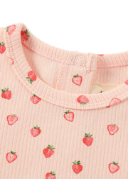 Baby Strawberry Print Ribbed One-Piece