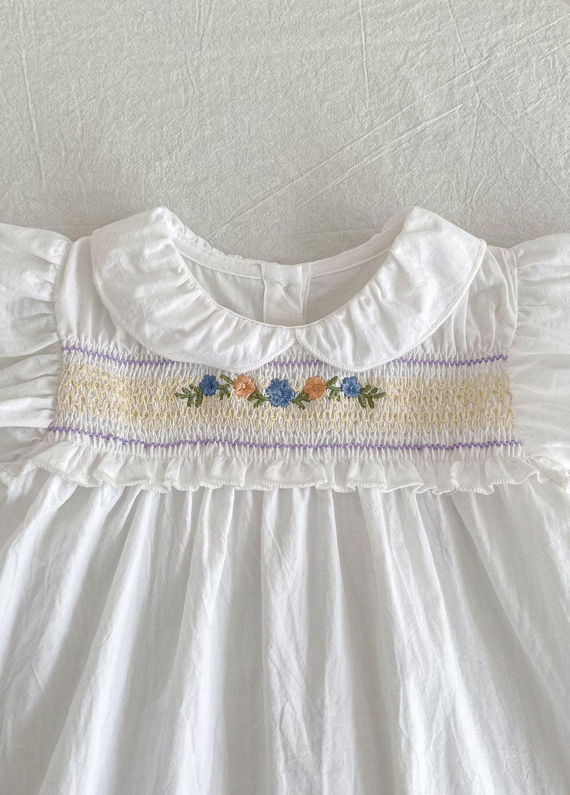 Girls Sweet Floral Embroidered Ruffled Dress