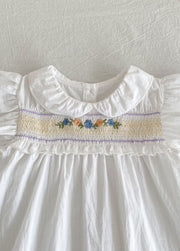 Girls Sweet Floral Embroidered Ruffled Dress
