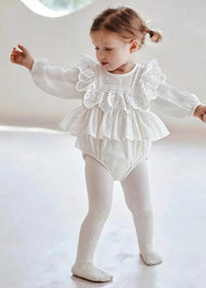 Baby Girl Cute Retro Ruffled Romper With Headband