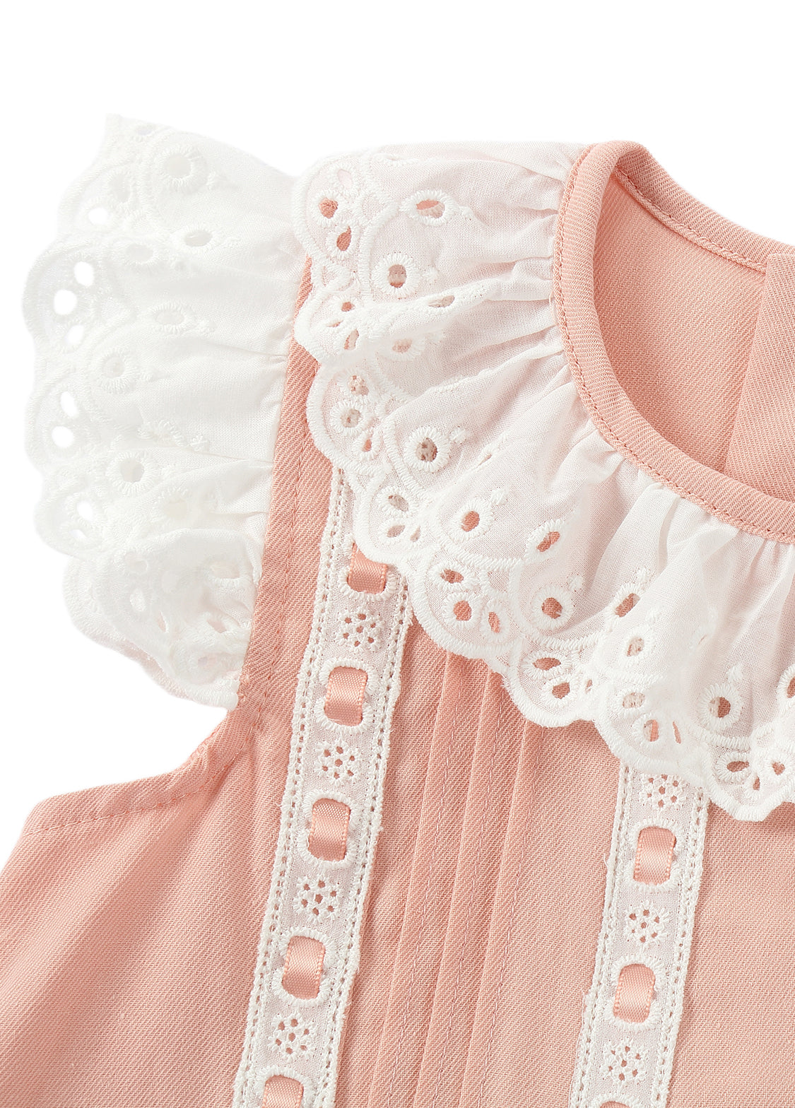 Girls Cotton Lace Trim Sleeveless Dress