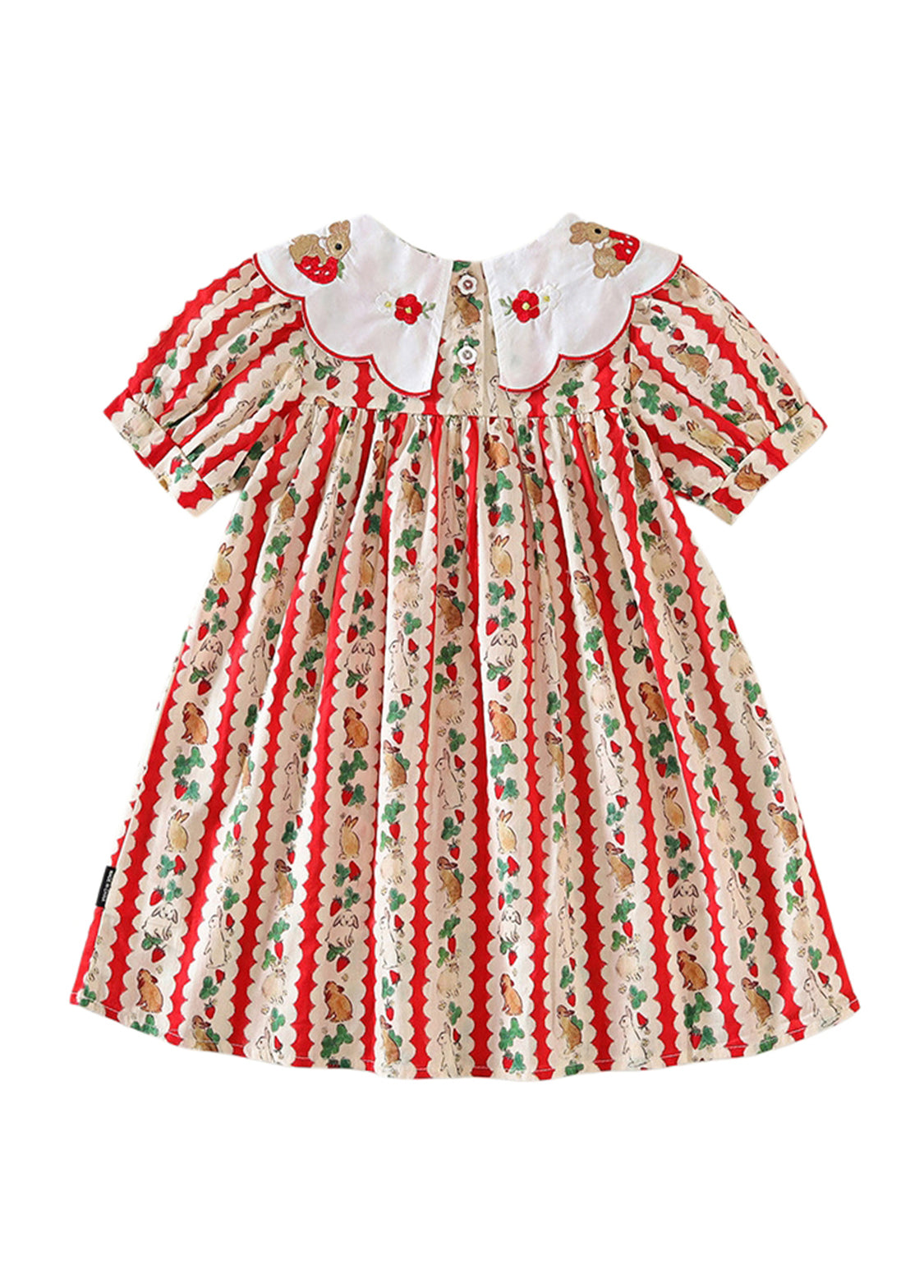Girls  Cute Bunny Carrot Print Dollar Collar Dress
