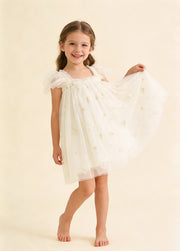 Girls' Butterfly-Embroidered Spaghetti-Strap Princess Dress