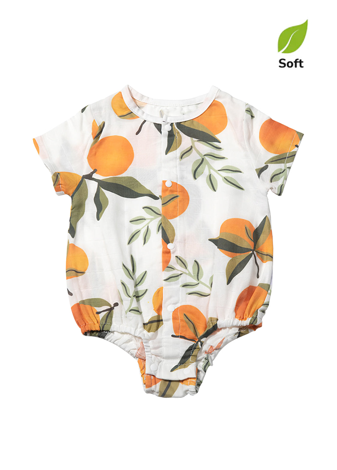 Baby Girl's Bamboo Fiber Short-Sleeve Romper — Orange Print