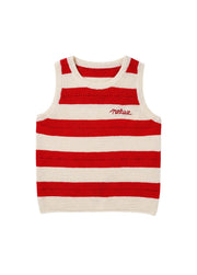 Girls Summer Knit Striped Tank Top Kids Korean Style Sleeveless Hollow Out Breathable Camisole Vest