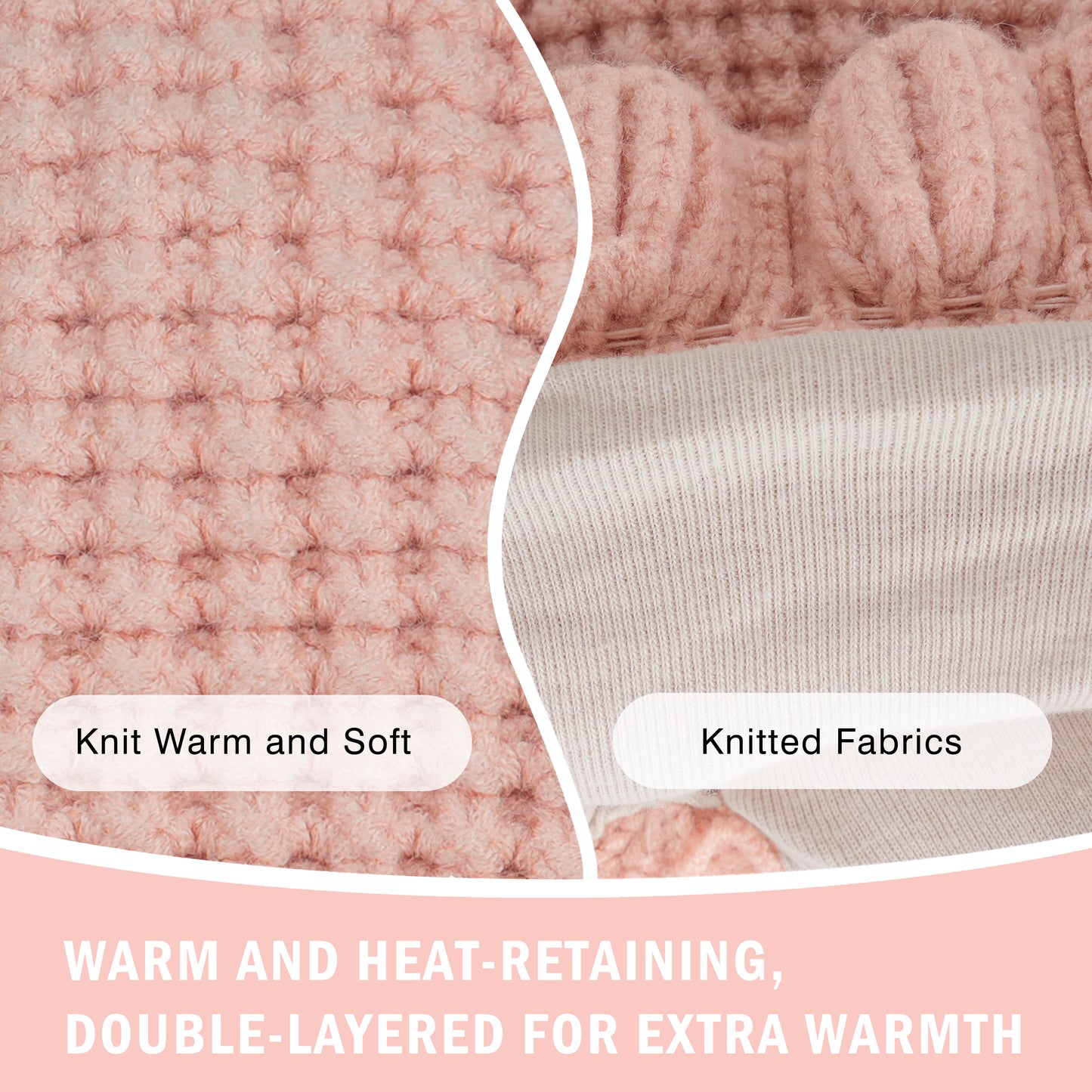 Toddler Cute Ears Knit Hat-Pink/Beige