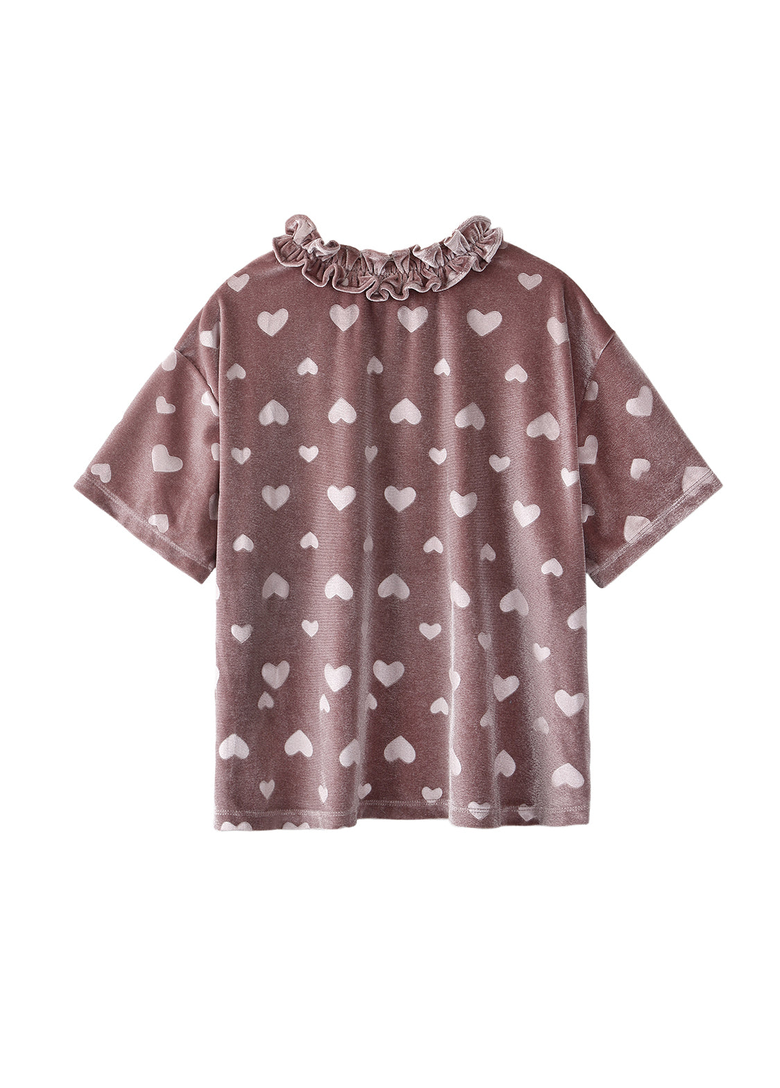 Girls Cotton Heart Print Short Sleeve Top