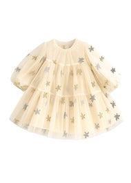 Girls Sweet Sequined Embroidered Tulle Princess Dress