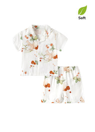 Baby Boy's Bamboo Fiber Summer Short-Sleeve Two-Piece Set (Lightweight)