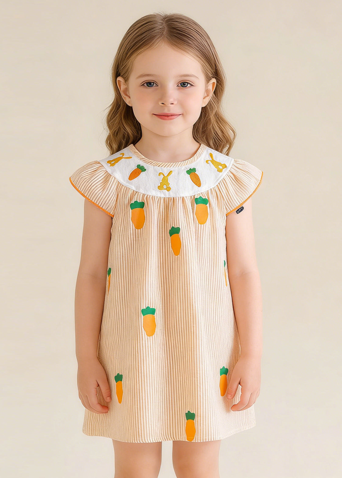 Girls Cartoon Carrot Cotton Dress