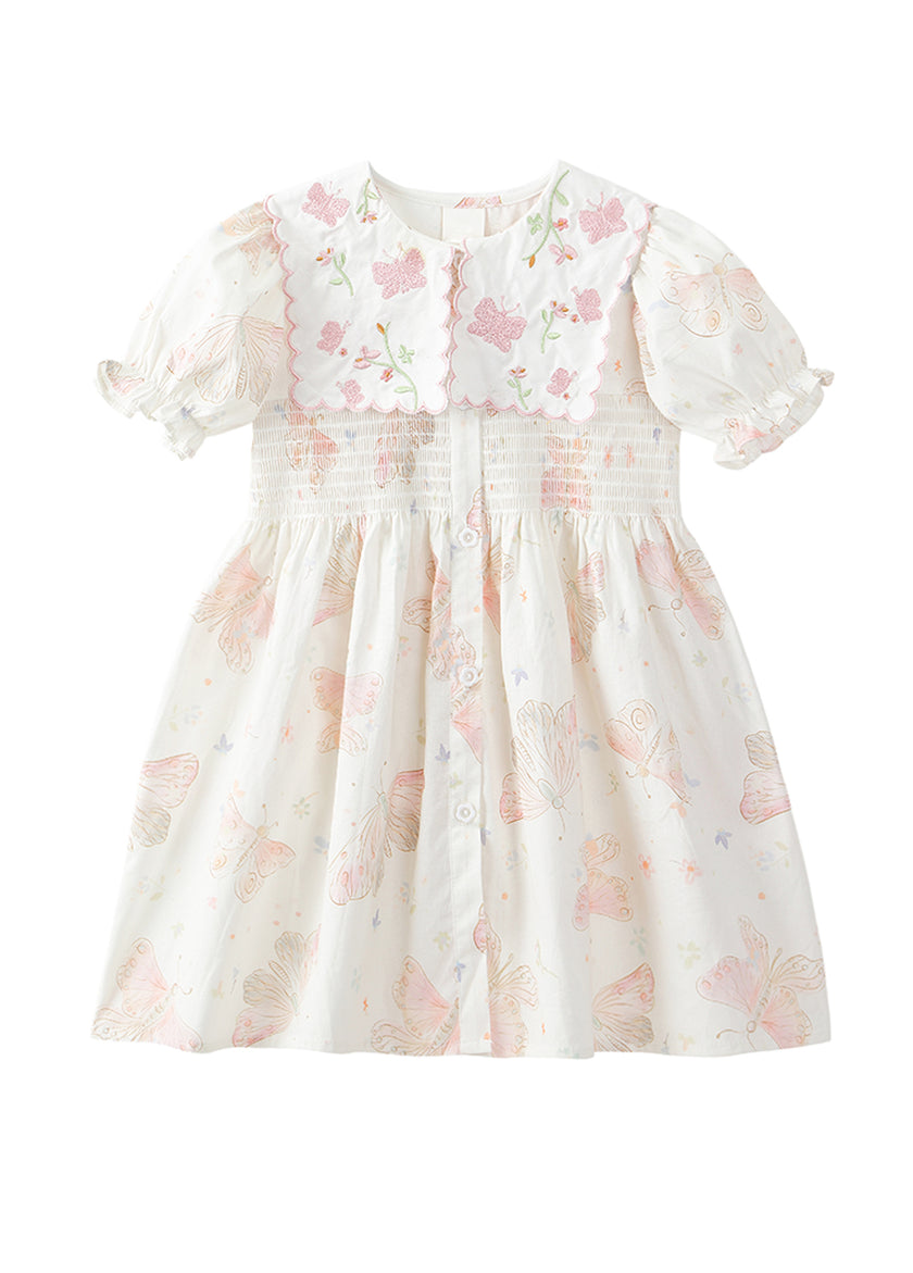 Girls Butterfly Print Cotton Dress