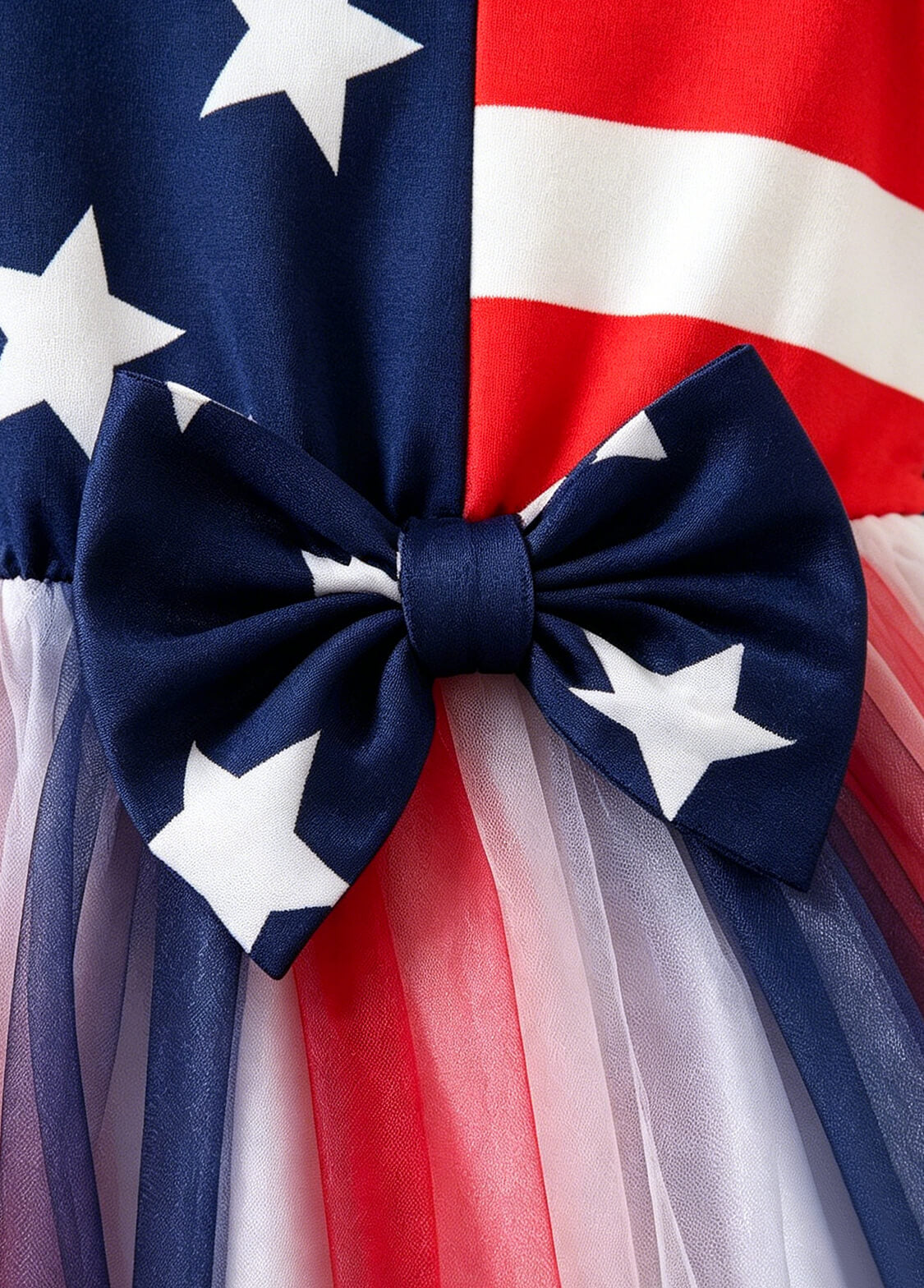 Toddler Girls 4th of July Patriotic Tutu Dress Kids Independence Day Star & Stripes Flutter Sleeve Mesh Princess Dress