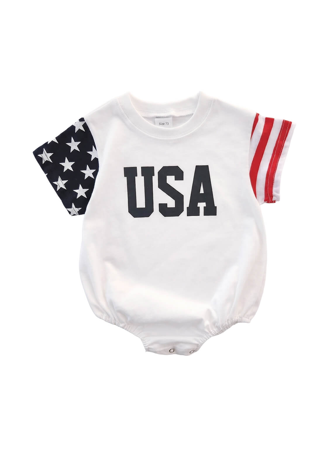 Unisex Baby 4th of July USA Letter Print Romper Infant Independence Day Patriotic Short Sleeve Bodysuit