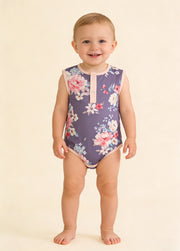 Baby Boy's Bamboo Fiber Sleeveless Summer Romper (Lightweight, Printed)