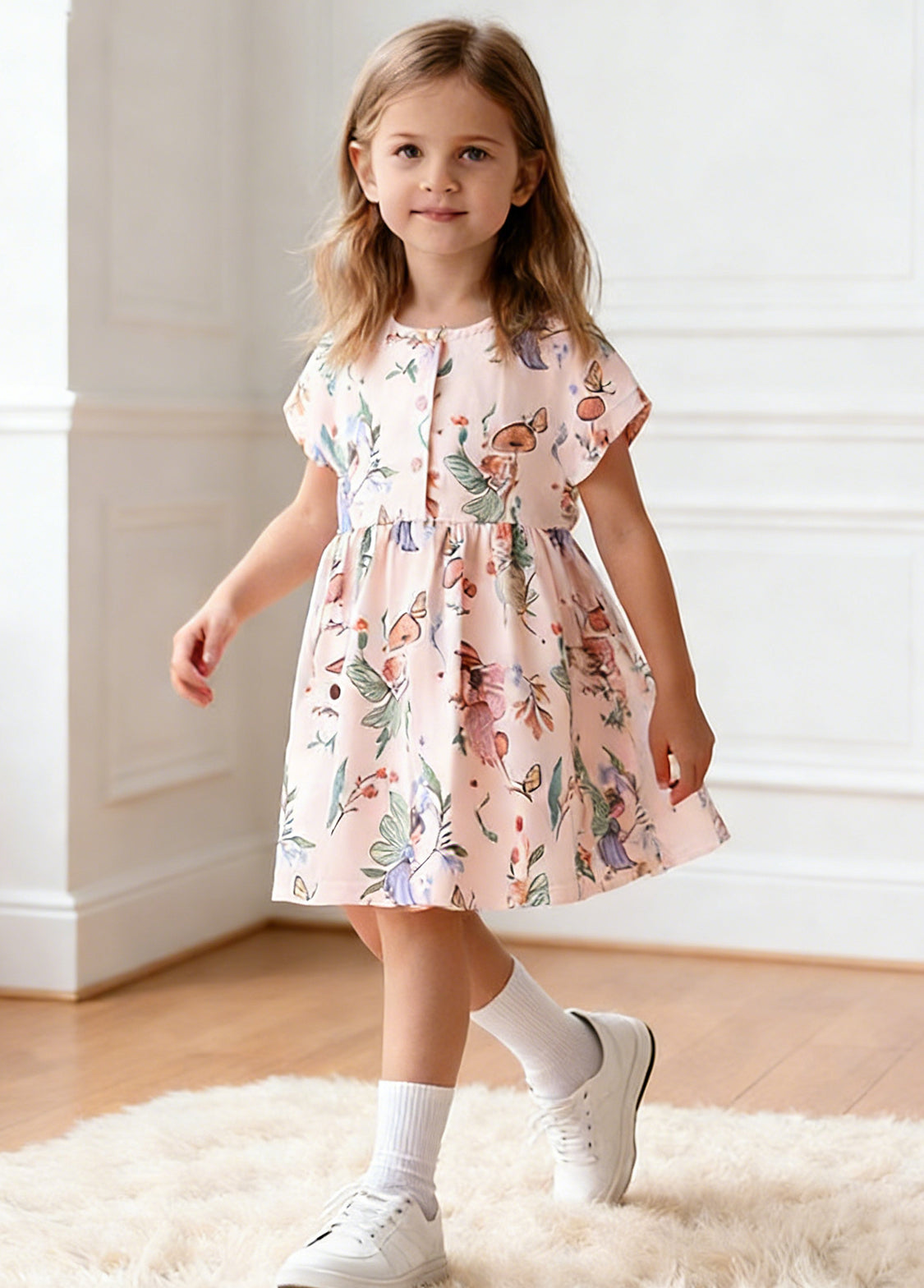 Girl Sweet Cartoon Print Short-sleeved Dress