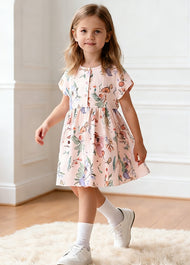 Girl Sweet Cartoon Print Short-sleeved Dress