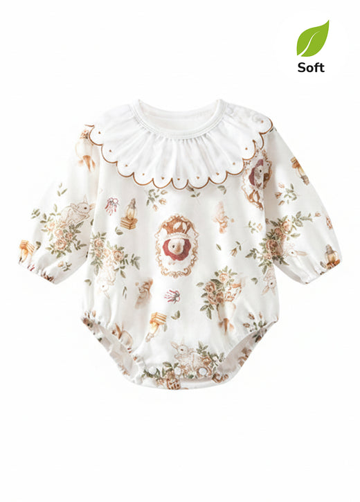 Baby Bamboo-Blend Ruffle Collar Romper