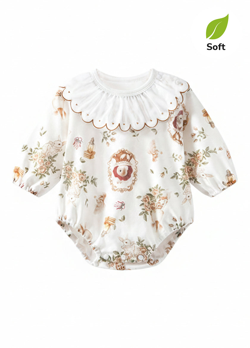 Baby Bamboo-Blend Ruffle Collar Romper