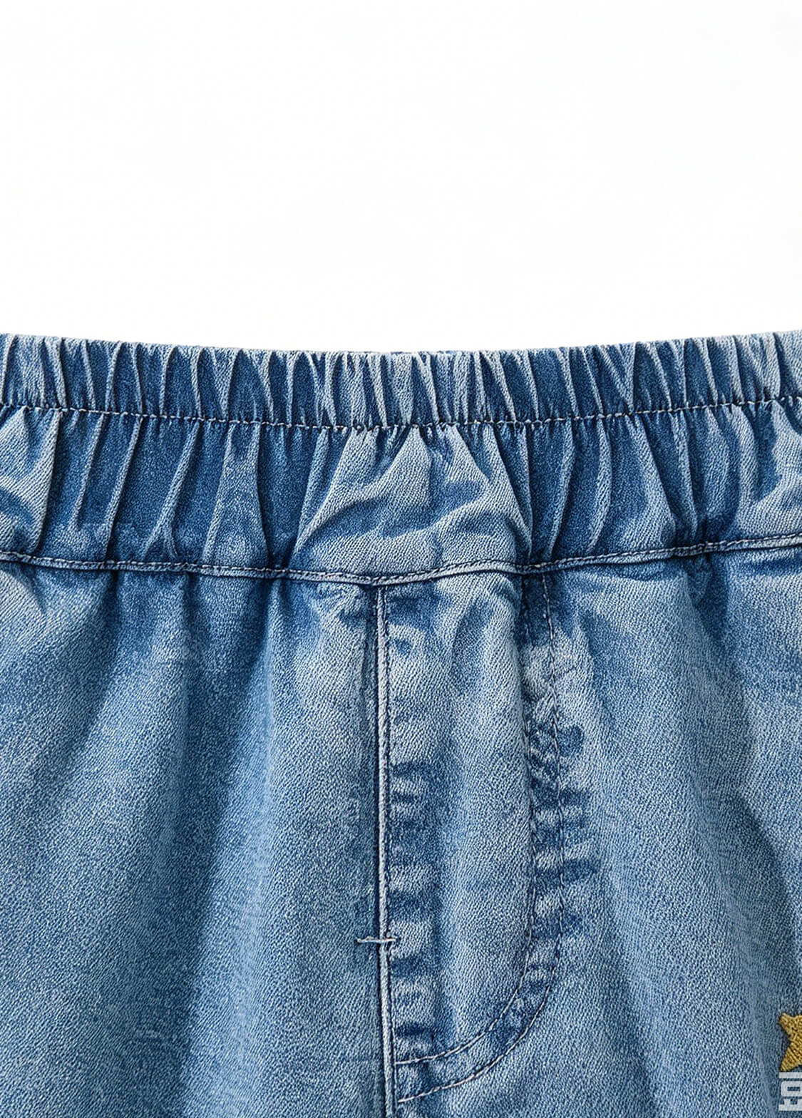 Girls Summer Denim Shorts Kids Loose Fit Colorful Star and Cute Dog Printed Casual Jean Shorts