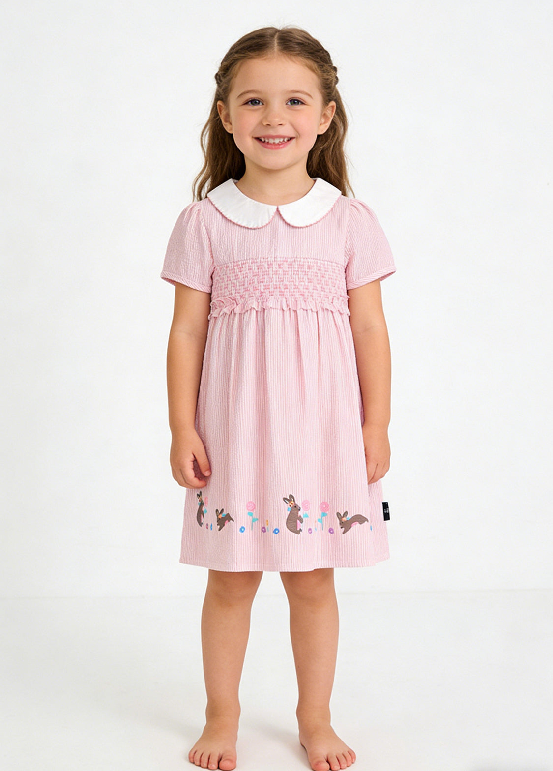 Girls Cartoon Bunny Cotton Blend Dress