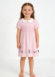 Girls Cartoon Bunny Cotton Blend Dress