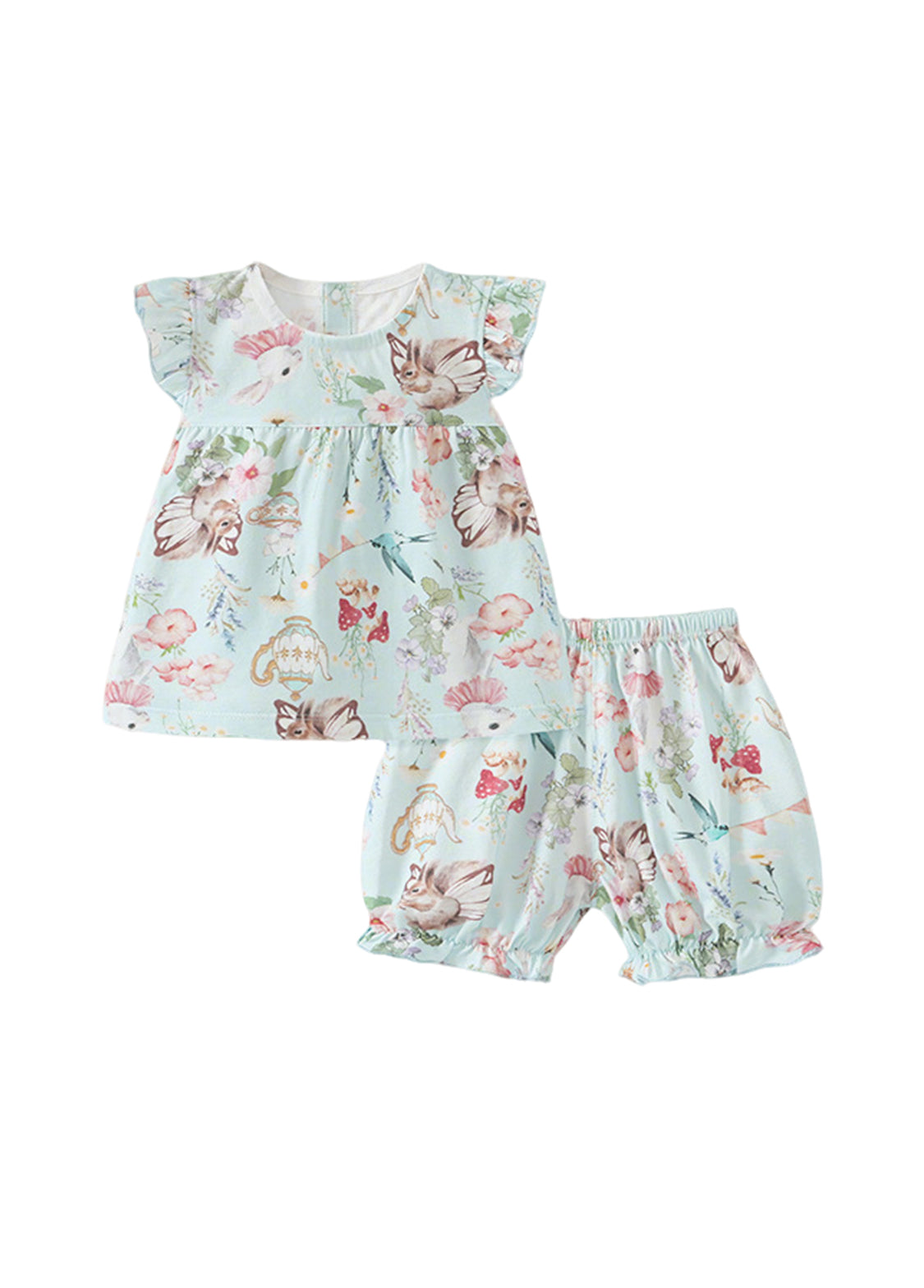 Baby Bamboo-Blend Printed Top & Shorts Set