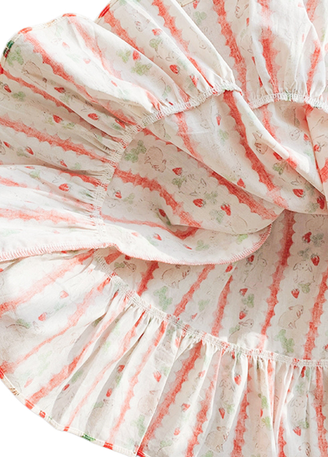 Girls Cotton Lace Rabbit & Carrot Print Dress