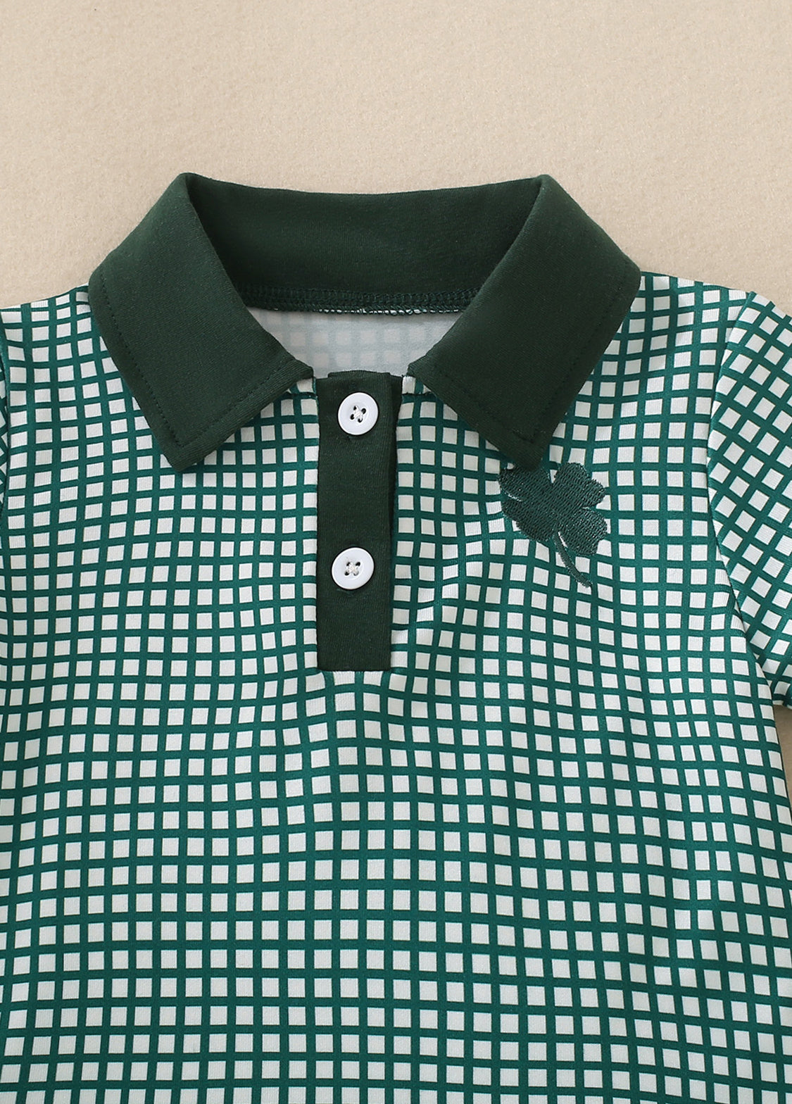 Boy St. Patrick's Day Plaid Print Short-sleeved Polo And Shorts Set