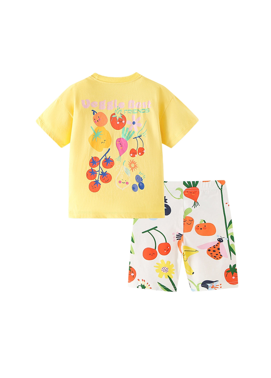 Girls Fruit Print Cotton Two-Piece Set