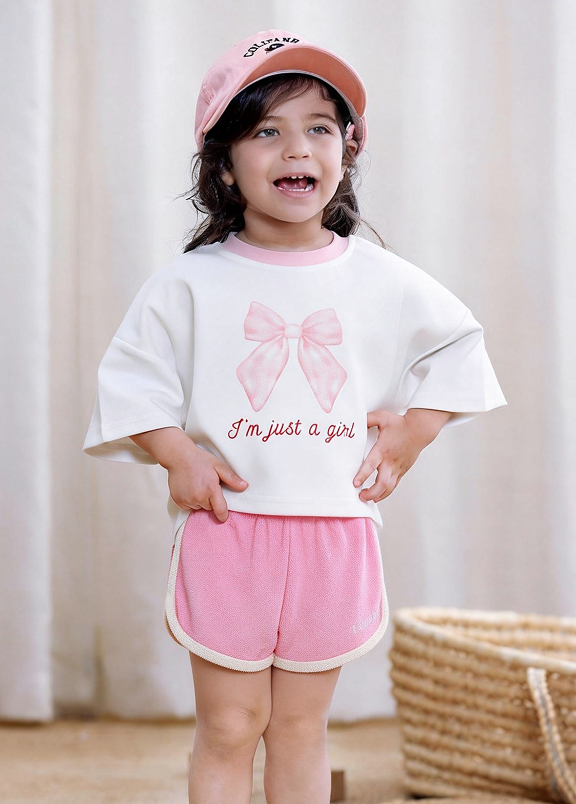 Girls Cotton Stretch Bow Summer Set