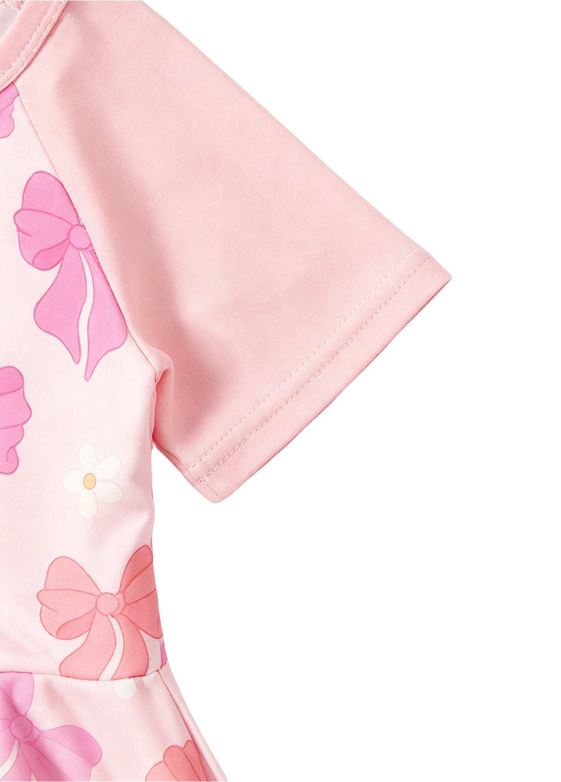 Girls' Summer Short-Sleeve Swim Dress — Floral-Patterned One-Piece Swimsuit