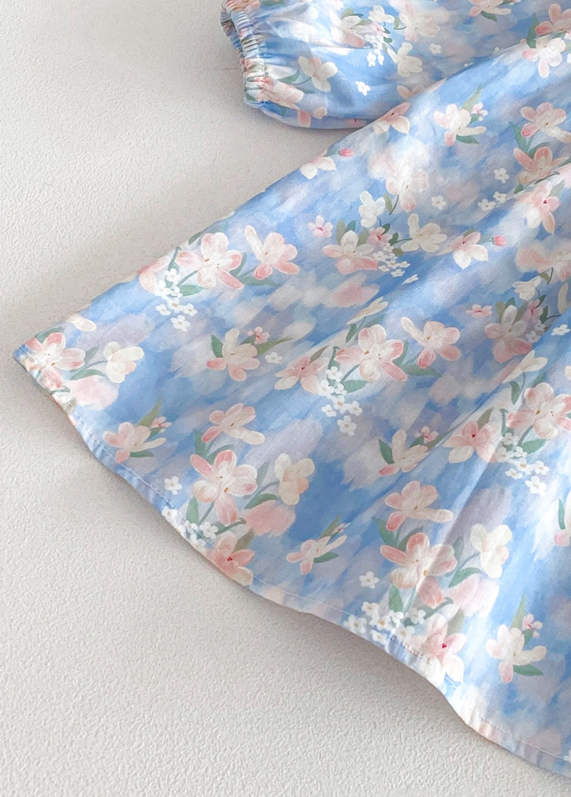 Girls Sweet Floral Dollar Collar Dress With Headband