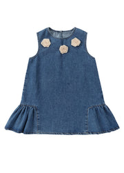Girls Denim Sleeveless Dress
