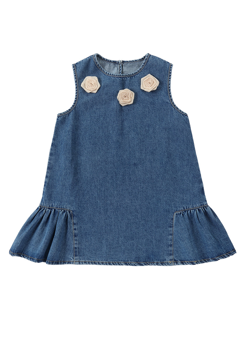 Girls Denim Sleeveless Dress