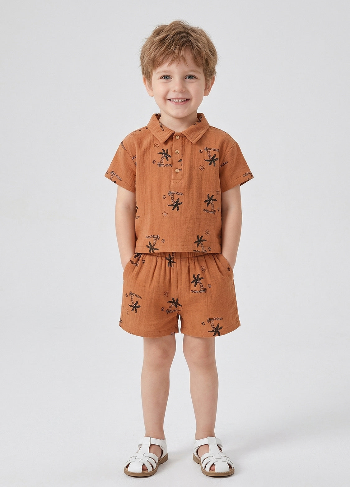 Boys' Summer Lightweight Pure Cotton Gauze Outfit