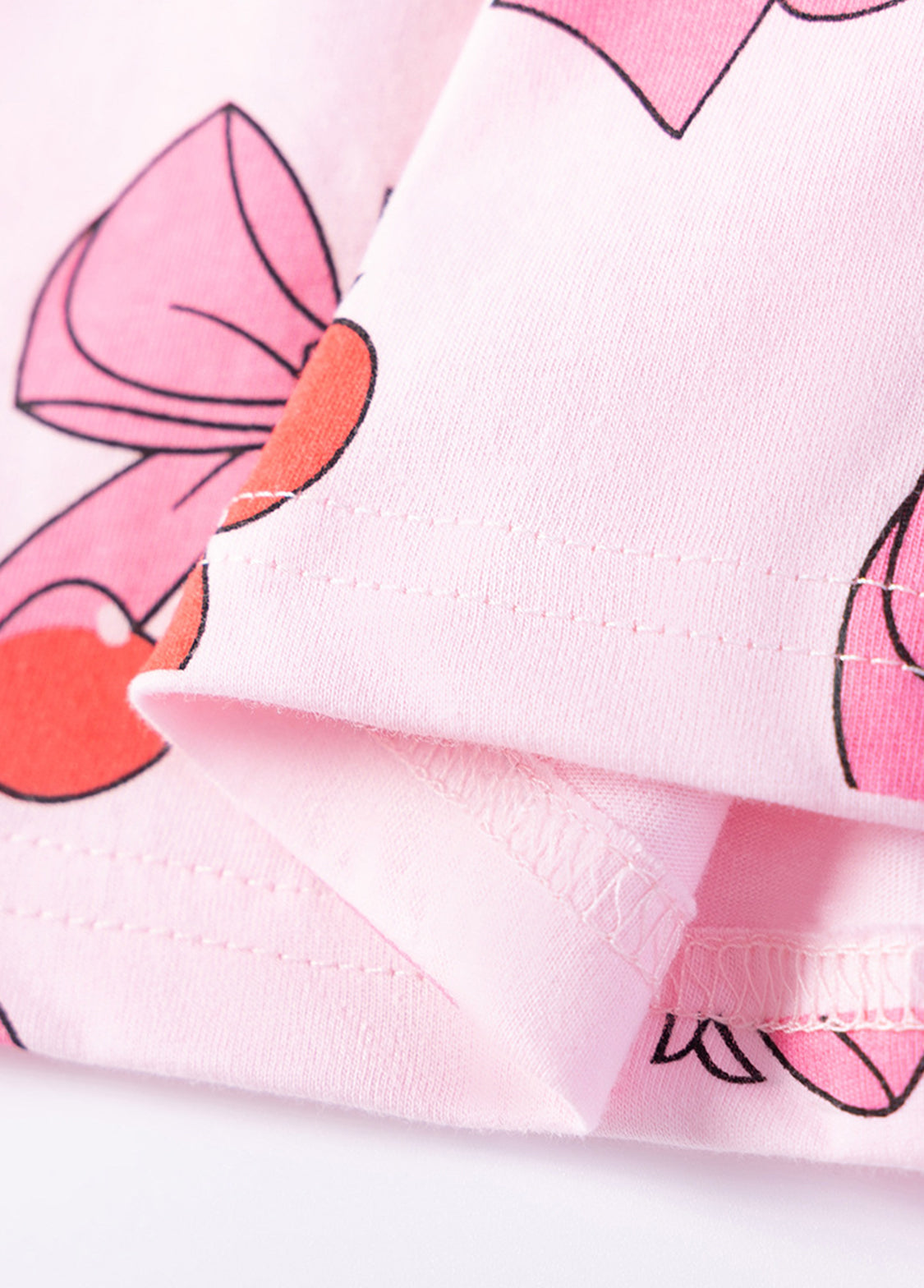 Girls Sweet Bow-print Short-sleeved Dress