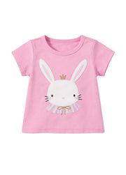 Girls Cotton Bunny Graphic T-Shirt