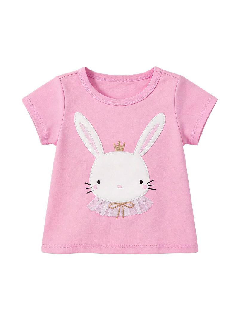 Girls Cotton Bunny Graphic T-Shirt