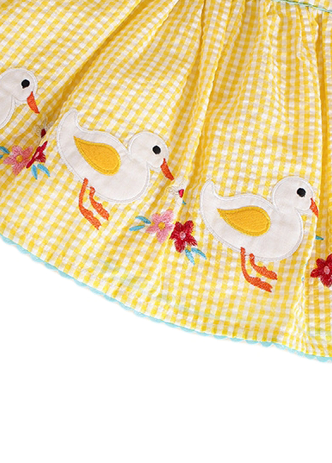 Baby Girl Duck Embroidered Cotton Dress