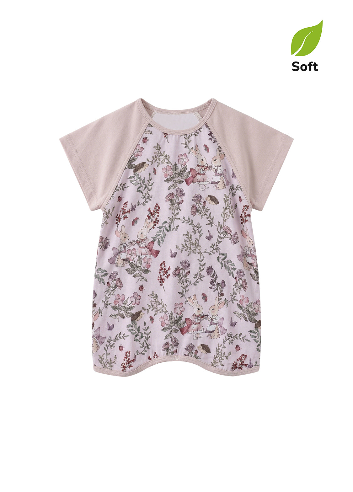 Baby Girl's Bamboo Fiber Summer Short-Sleeve Romper — "Rose Party" Print