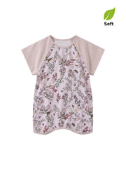 Baby Girl's Bamboo Fiber Summer Short-Sleeve Romper — "Rose Party" Print