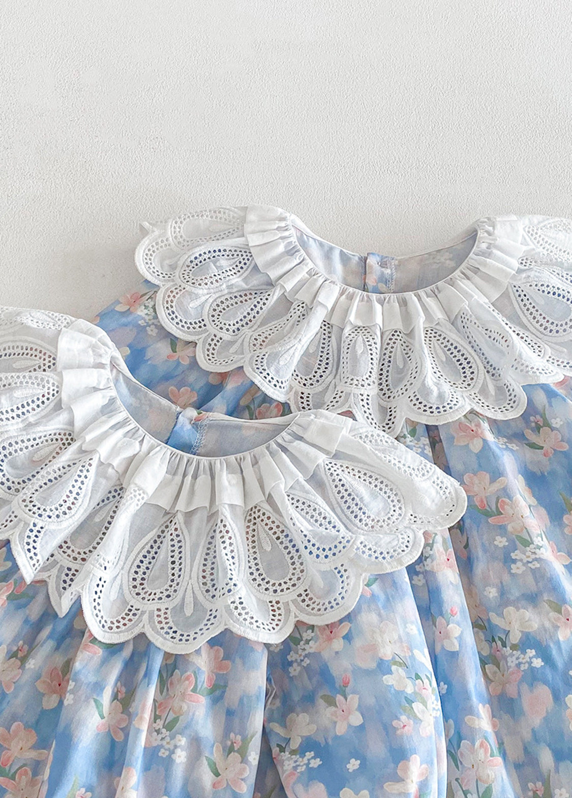 Girls Sweet Floral Dollar Collar Dress With Headband