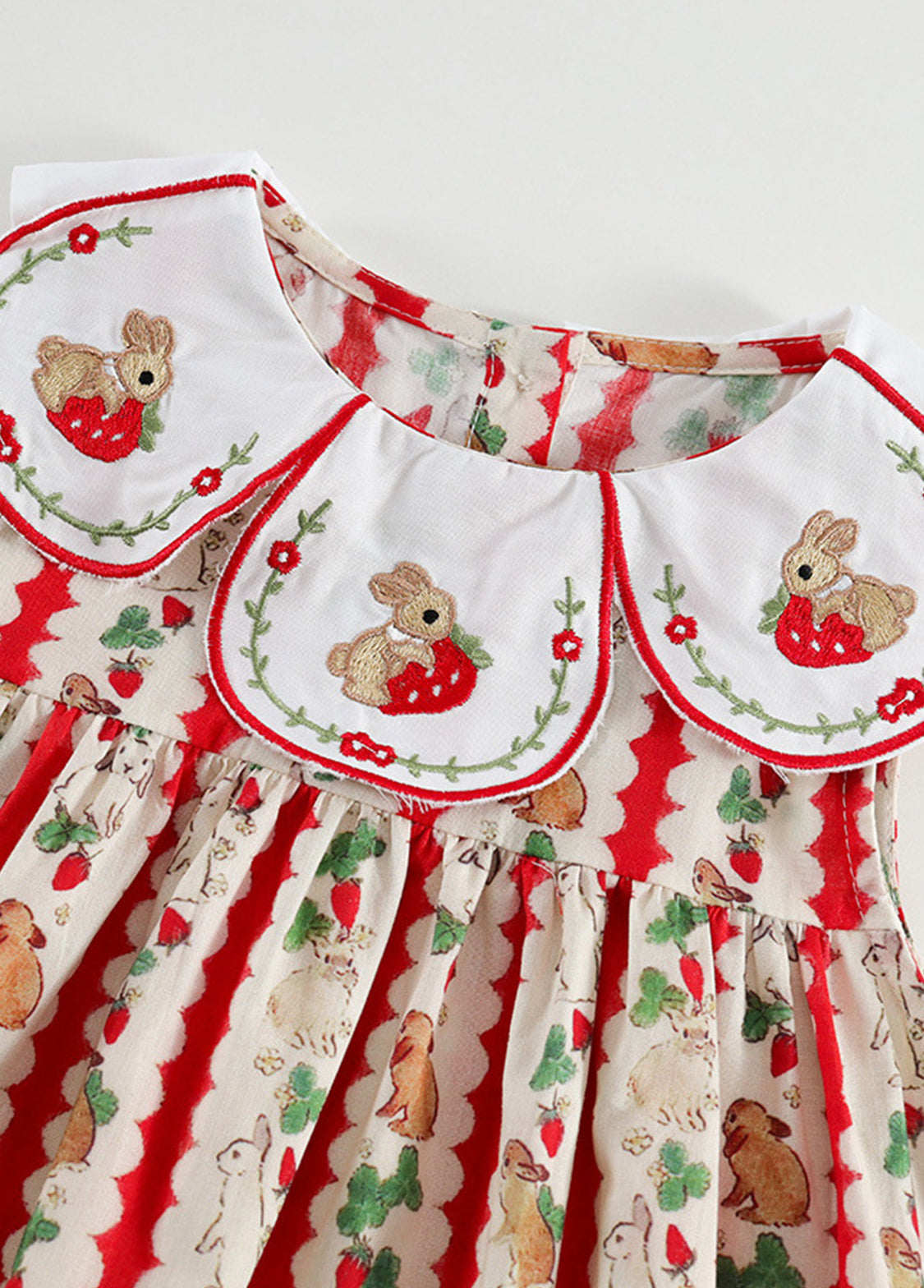 Girls  Cute Bunny Carrot Print Petal Collar Dress