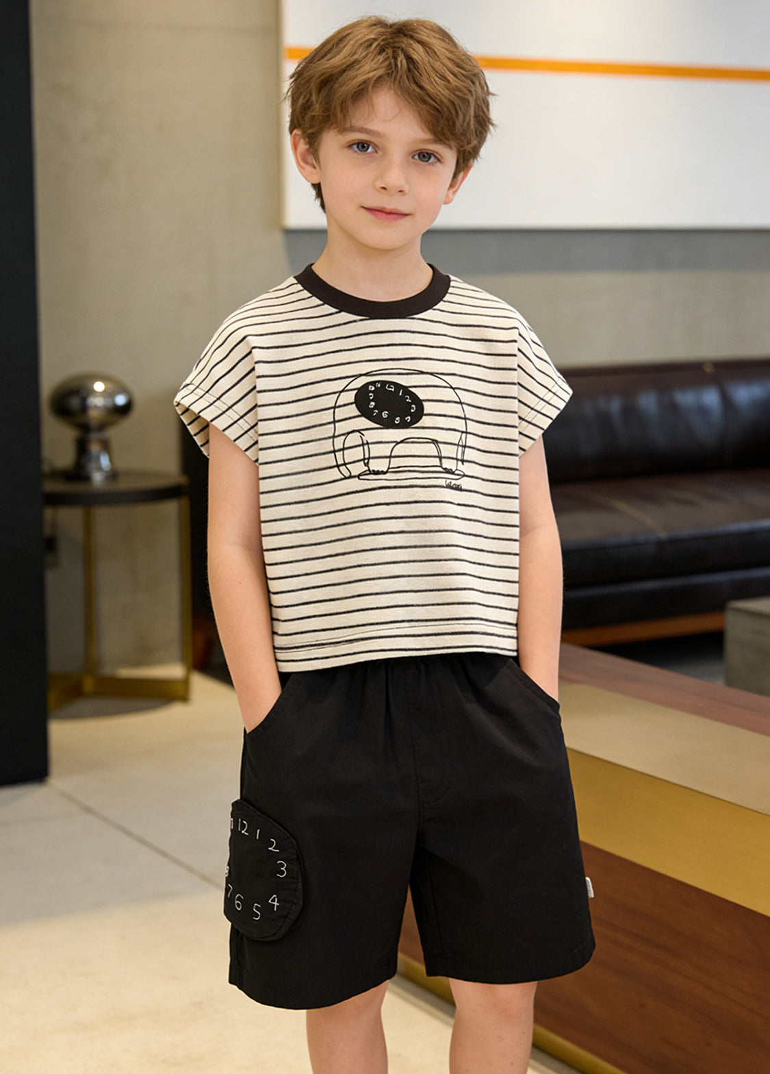 Boys Striped Cotton Two-Piece Set
