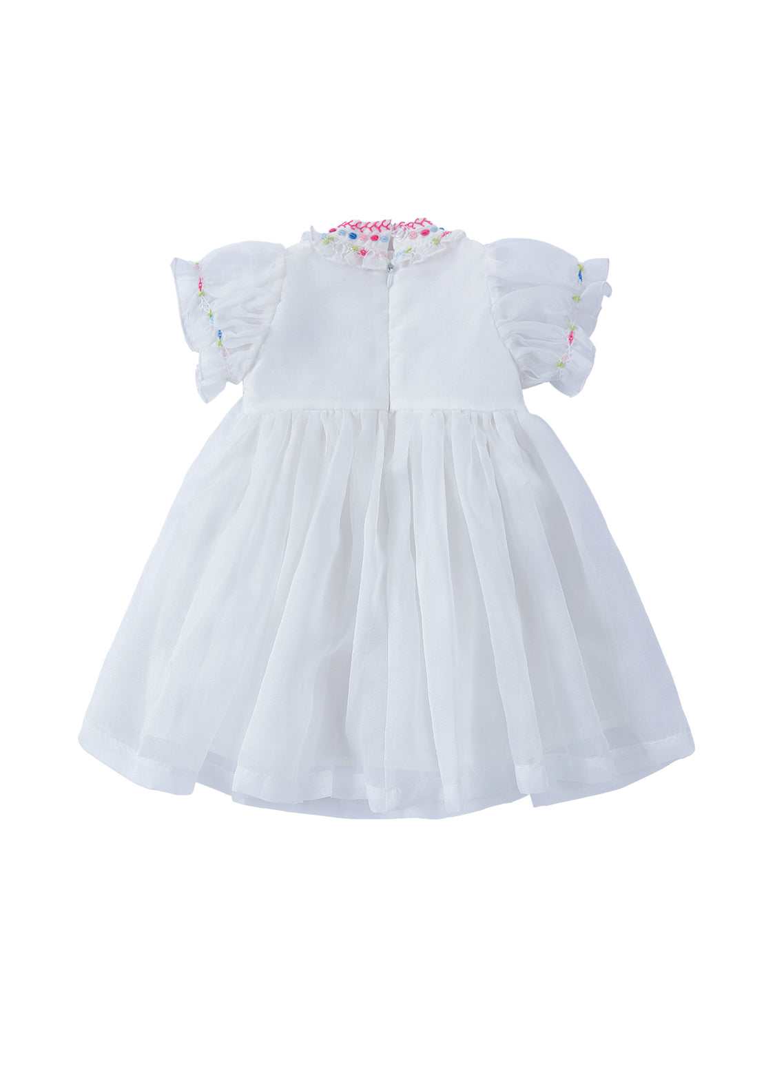 Girls Sweet Embroidered Round Neck Chiffon Princess Dress